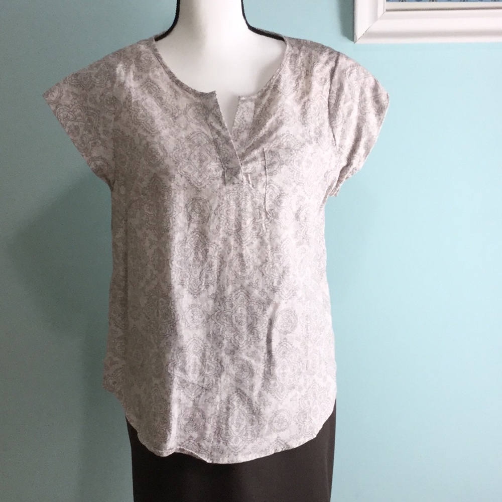 Marina Luna - Tan Print Pullover Blouse
